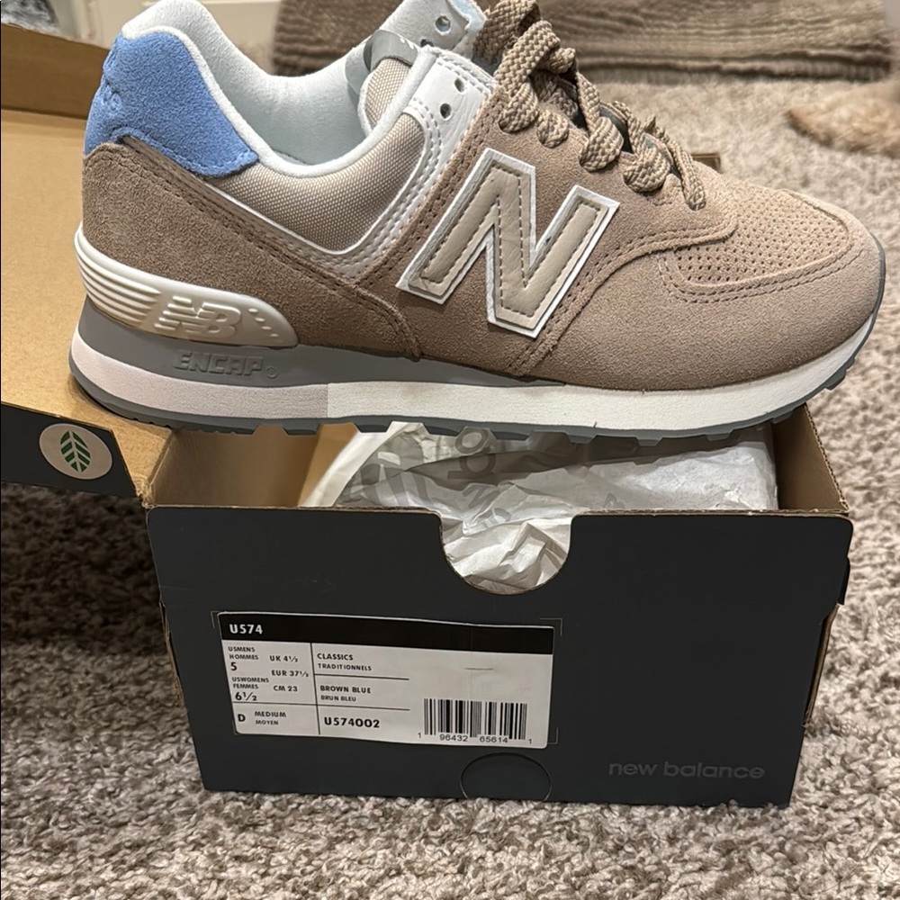 New Balance 574 Brown Suede Sneakers